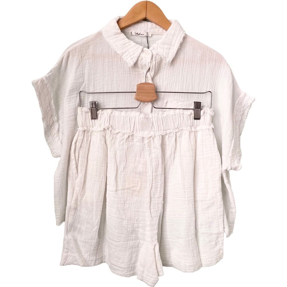 NWT Salty Lemon Coastal White Comfort Top and Shorts Set in Size Large